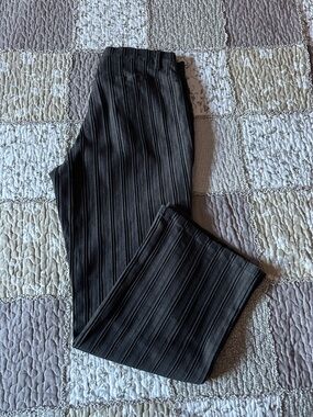 Women’s Simon Chang Black/Grey Vertical-Striped Trouser Pant Size 10